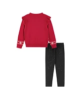 Andy & Evan Toddler Girls Toddler/Child Red Fair Isle Sweater and Glitter Legging Set