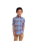 Andy & Evan Big Boys Toddler/Child Blue Brushed Twill Plaid Buttondown