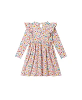 Andy & Evan Little Girls Toddler/Child Oatmeal Heather Printed Jersey Dress