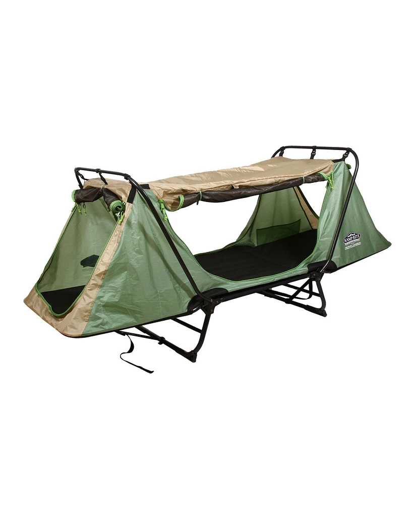 Kamp-Rite Original Quick Setup 1 Person Cot, Lounge Chair, and Tent, Green & Tan