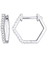 Moissanite Hexagon Small Hoop Earrings (1/3 ct. t.w.) in Sterling Silver, 0.6"