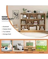 Costway -Cube Bookcase 41" Wooden Toy Storage Organizer for Kids Bookshelf