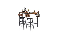 Slickblue Bar Table Set with Built-In Wine Bottle Storage Rack for Stylish Home Entertaining