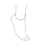 Bling Jewelry Protection Amulet Turkish Multi Color Charm Slender Evil Eyes Anklet Link Ankle Bracelet 14K Yellow Gold Plated .925 Sterling Silver 9 I
