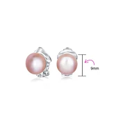 Bling Jewelry Button Style Freshwater Cultured Pearl Clip On Ball Stud Earrings For Women Sterling Silver Non Pierced Ears