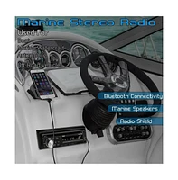 Pyle Marine Bluetooth Stereo Receiver & Waterproof Speaker Kit with Cd Player, Usb/Sd Readers, Am/Fm Radio, and 4 Waterproof 6.5” Speakers