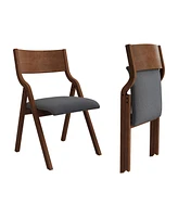 Slickblue 2-Pack Upholstered Folding Dining Chairs for Space-Saving and Easy Carry Rooms