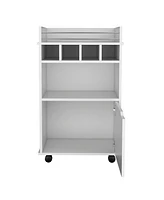 Depot E-Shop Sims Coffee & Bar Cart 35" H , 4 wheels, Division for 4 bottles, Central Shelf, Drawer with Openwork Door Handle