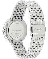 Calvin Klein Women Twisted Bezel Silver Stainless Steel Bracelet Watch 34mm