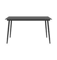 vidaXL Patio Dining Table Black 59.1"x35.4"x29.1" Steel and Glass