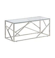 vidaXL Coffee Table Silver Stainless Steel and Tempered Glass