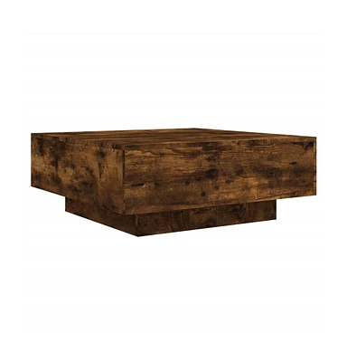 vidaXL Coffee Table with Led Lights Smoked Oak 31.5"x31.5"x12.2"