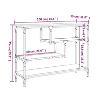 vidaXL Console Table Smoked Oak 39.4"x11.8"x29.5" Engineered Wood