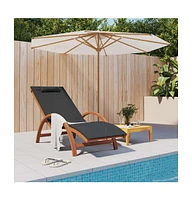 vidaXL Sun Lounger with Pillow Textilene and Solid Wood Poplar