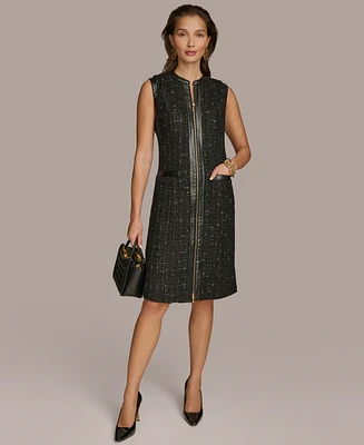 Donna Karan New York Women's Faux Leather-Trim Sheath Dress