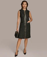 Donna Karan New York Women's Faux Leather-Trim Sheath Dress