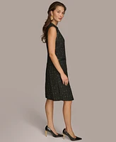 Donna Karan New York Women's Faux Leather-Trim Sheath Dress