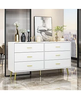 Homsee Black Wood Dresser Chest of Drawer With 6 Drawers