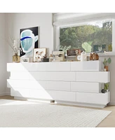Homsee High Gloss White Wood 8-Drawer Double Dresser Modern Style