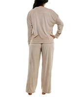 Roudelain Women's Long-Sleeve Ribbed Velour Pajama Set