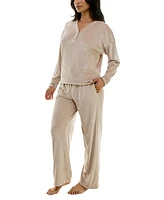 Roudelain Women's Long-Sleeve Ribbed Velour Pajama Set