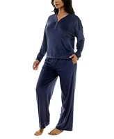 Roudelain Women's Long-Sleeve Ribbed Velour Pajama Set