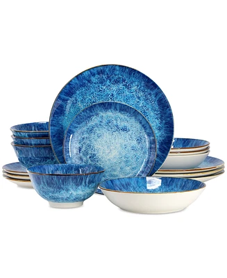 Elama Double Bowl 16 Pc. Dinnerware Set, Service for 4