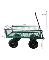 Slickblue Solid Wheels Garden Wagon Cart – Ideal for Transporting Firewood and Tools