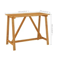 vidaXL Patio Bar Table 55.1"x27.6"x40.9" Solid Acacia Wood