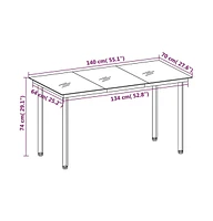 vidaXL Patio Dining Table Black 55.1"x27.6"x29.1" Steel and Glass