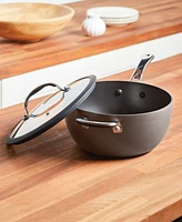 Rachael Ray Cook + Create Hard Anodized Nonstick Saucier with Lid and Helper Handle, 4.5 Quart