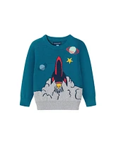 Andy & Evan Little Boys Toddler/Child Teal Space Ship Sweater