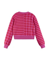 Andy & Evan Big Girls Pink Houndstooth Cardigan Sweater