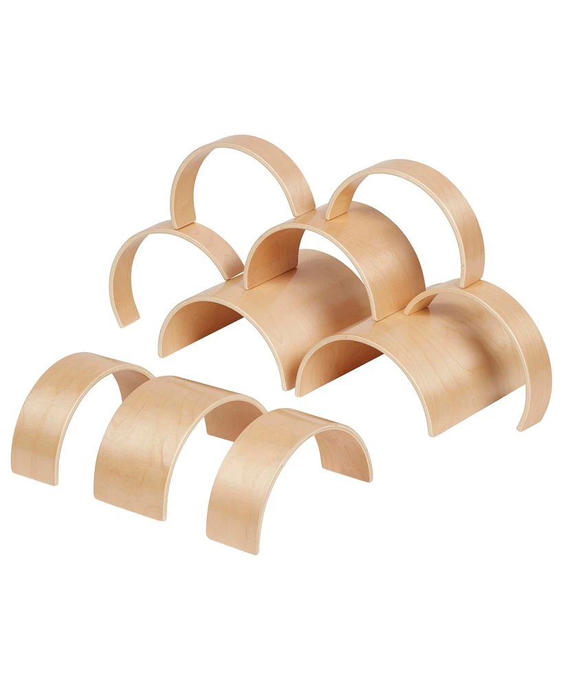 ECR4Kids Wooden Tunnels and Arches, Natural, 10-Piece