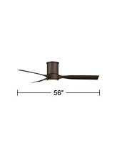 Casa Vieja 56" Keel Modern Indoor Outdoor Ceiling Fan 3 Blade Led Light Remote Control Emperial Bronze Finish Blades Bedroom Patio Living Room Hugger