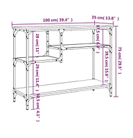 vidaXL Console Table with Shelves Brown Oak 39.4"x13.8"x29.5"