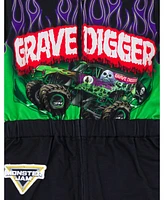 Monster Jam Boys Grave Digger French Terry Racing Zip Up Coverall to