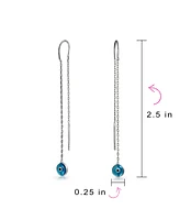 Bling Jewelry Blue Nazar Evil Eye Murano Glass Spiritual Thin Chain Threader Earrings For Women .925 Sterling Silver