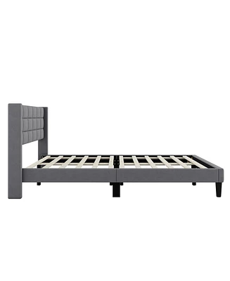 Slickblue Queen Size Upholstered Platform Bed with Support Legs