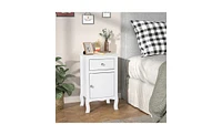 Slickblue Set of 2 Country Style Night Tables, Mdf with Curved Feet, One Drawer & One Door, White