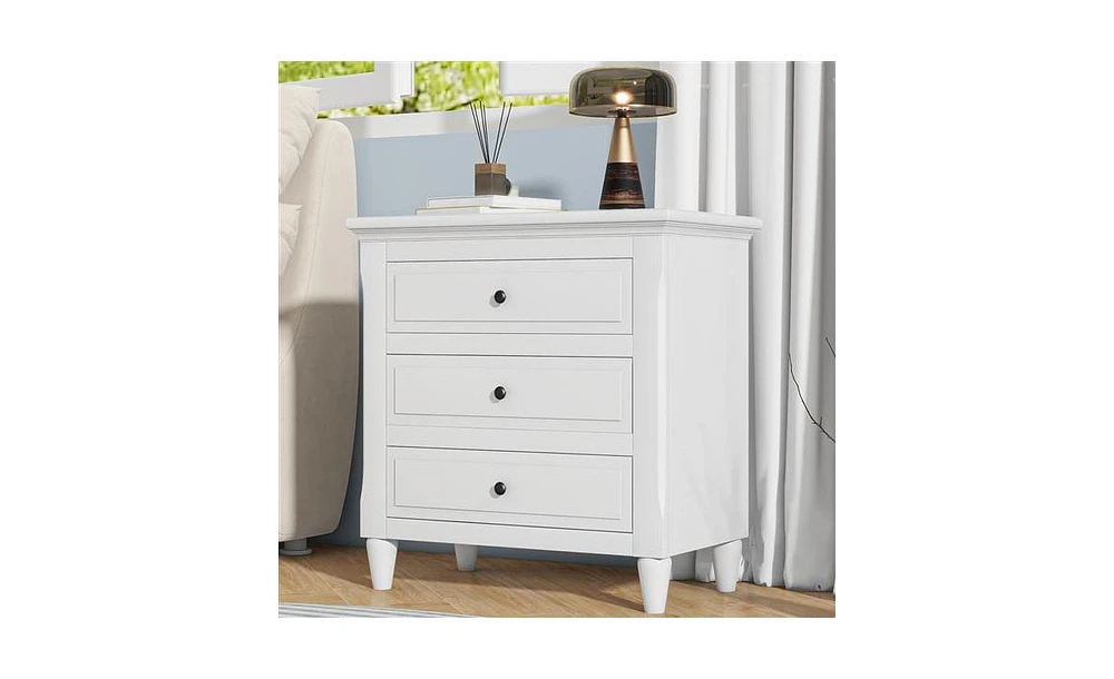 Slickblue 3-Drawer Wooden Nightstand Storage Cabinet for Bedroom Organization