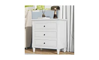 Slickblue 3-Drawer Wooden Nightstand Storage Cabinet for Bedroom Organization