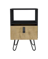 Depot E-Shop Toka Nightstand 24"H , Sleek Design with Hairpin Legs and One Drawer