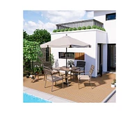 Pamapic Brown 5-Piece Pe Wicker Outdoor Dining Set with Green Cushions