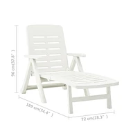 vidaXL Folding Sun Lounger Plastic White