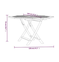 vidaXL Folding Patio Table 43.3"x43.3"x29.5" Solid Wood Teak