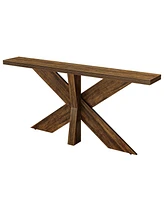 Tribesigns 70.9 Inches Long Sofa Table Behind Couch, Farmhouse Console Entry Table with Wooden Geometric Base for Entryway, Living Room