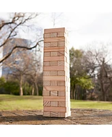 Yard Games Large Tumbling Timbers 24" Wood Block Stacking Game w/ Case, Natural