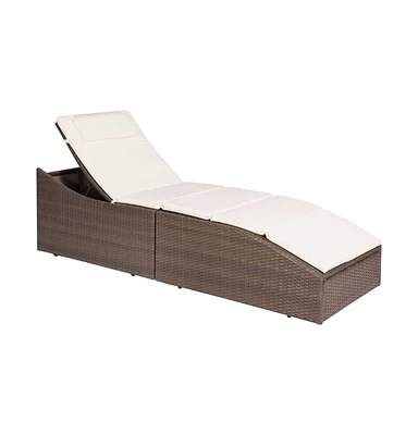 vidaXL Sun Lounger with Cushion Poly Rattan