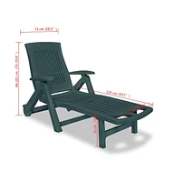 vidaXL Sun Lounger with Footrest Plastic Green